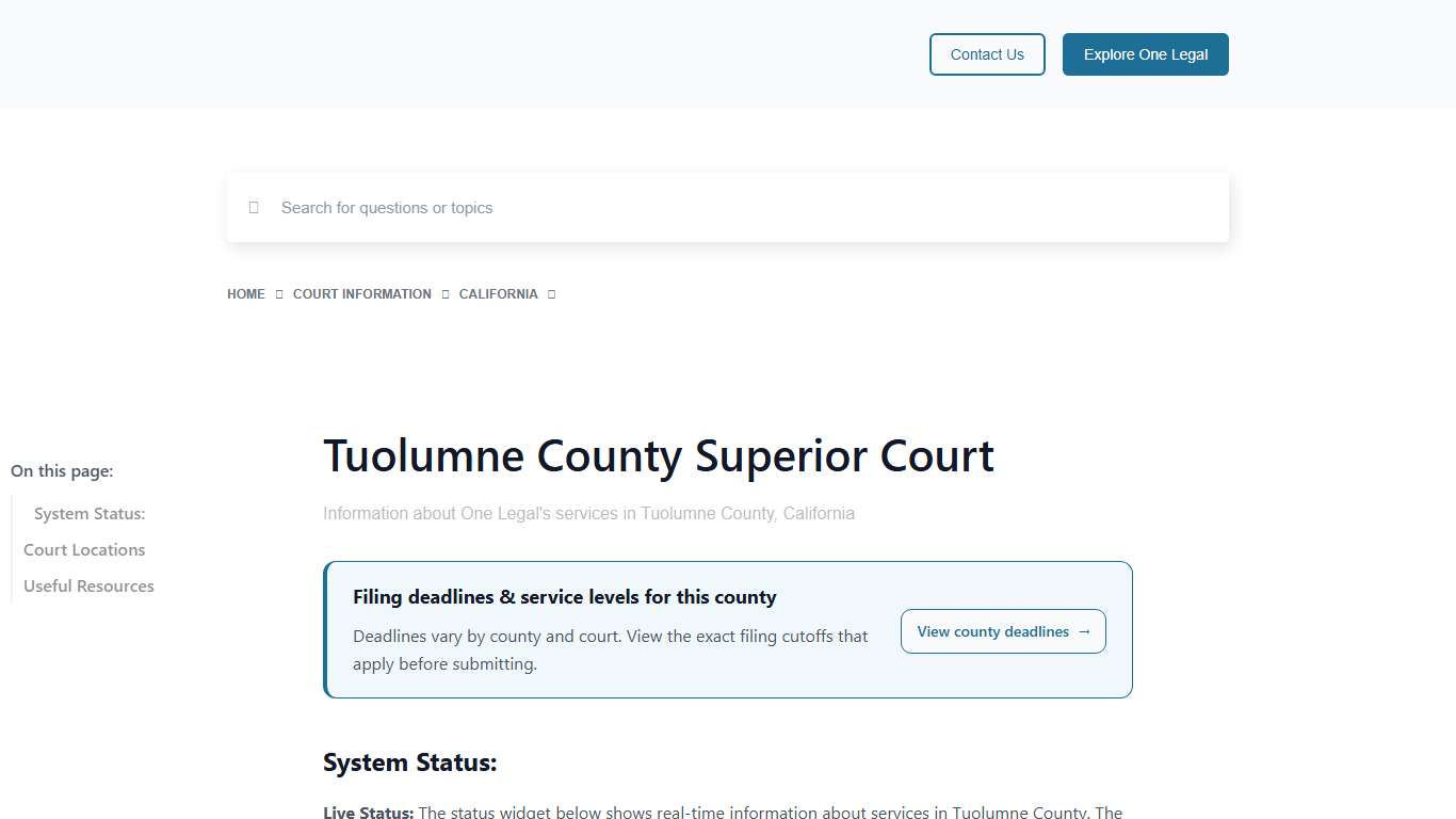 Tuolumne County Superior Court - One Legal