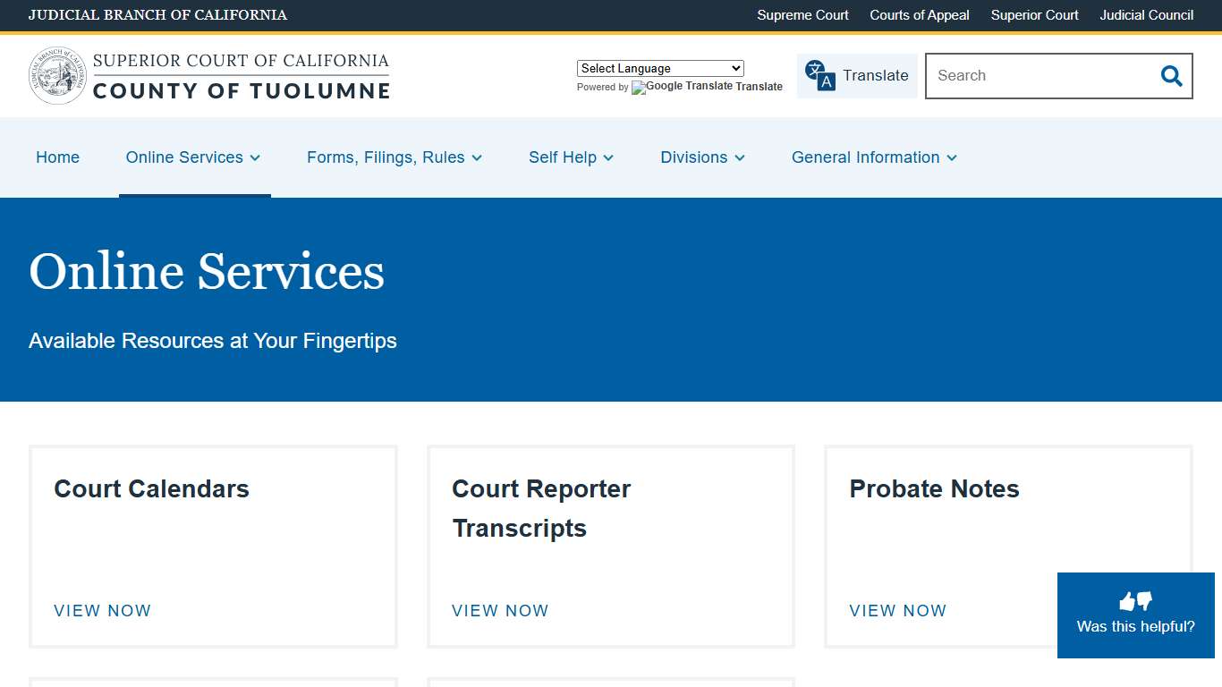 Online Services | Superior Court of California | County of Tuolumne